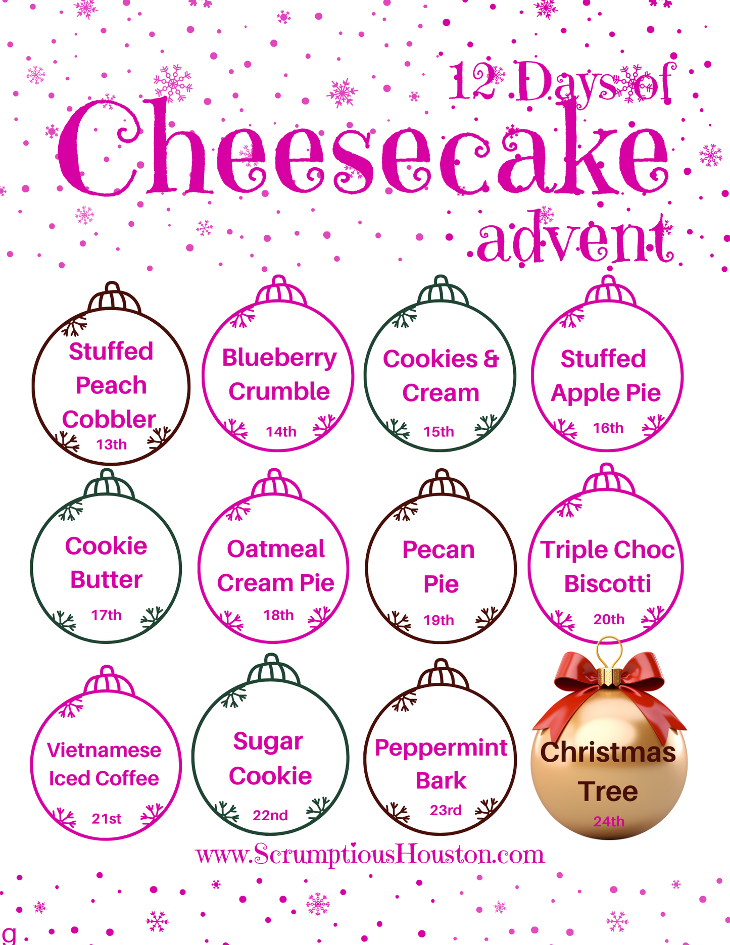 Christmas advent calendar cheesecake Christmas gifts houston client 